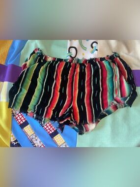 L&B large Striped Multicolor Women's Elastic Waist Shorts